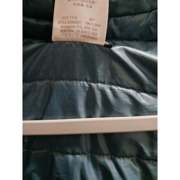 Patagonia Vintage Hooded Jacket Women Small Aqua Blue Insulated Coat *flaws** - Picture 4 of 13